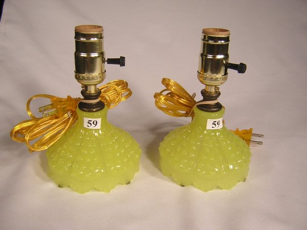 Samples: two Jonquil Hobnail 3604 boudoir lamp base
