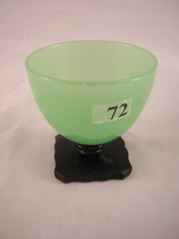 Jade Green No. 1639 cupped sherbet 3" tall with bla: Jade Green No. 1639 cupped sherbet 3" tall with black foot, ca. early 1930s.