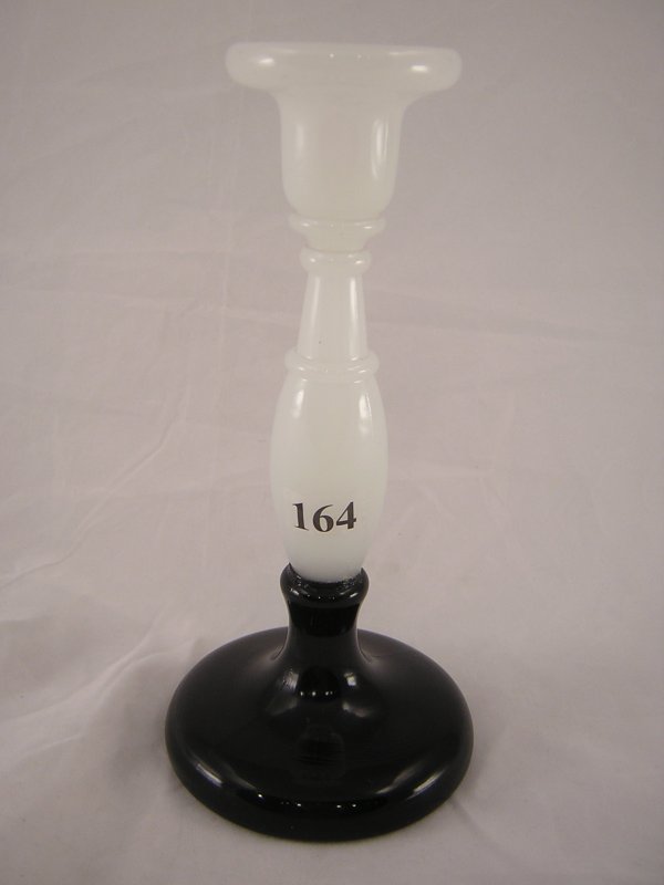 Rare No. 549 8" candlestick, Moonstone with Ebony: Rare No. 549 8" candlestick, Moonstone with Ebony foot, made in the mid-1920s.