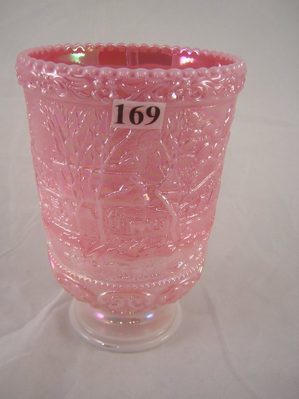 Sample: iridized Rosalene 8409 Currier and Ives vo: Sample: iridized Rosalene 8409 Currier and Ives votive or vase, 6.25" tall.