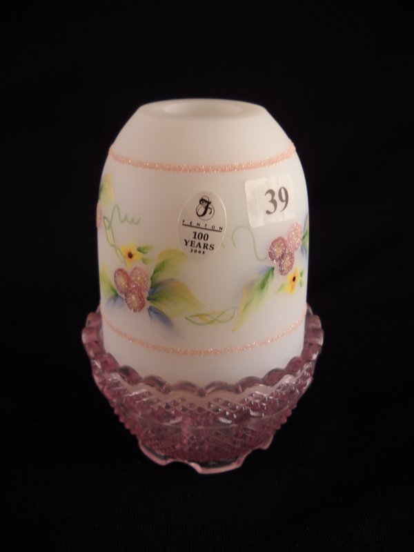 Shelley's Keepsakes: 4" tall two-piece fairy light : Shelley's Keepsakes: 4" tall two-piece fairy light with handpainted decoration on Opal Satin shade. Signed "handpainted by S. Davis," this fairy light is part of the numbered limited edition series so
