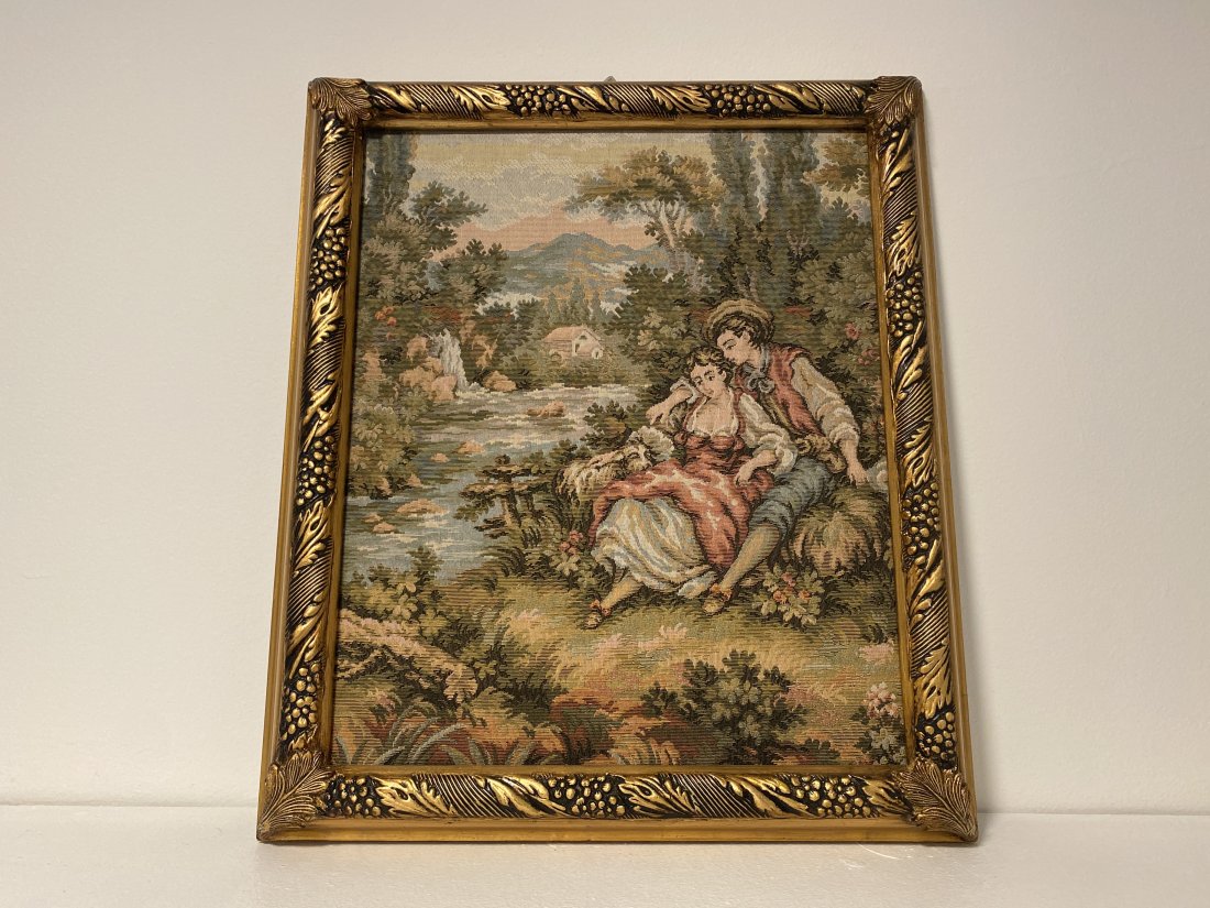 Italian romantic tapestry: 22 in x 19 in