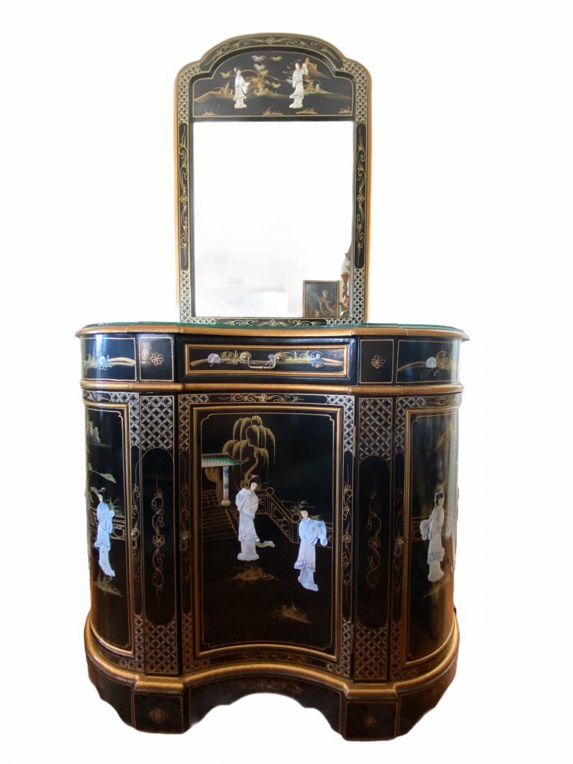 Oriental - Asian console table and mirror (1 of 5)