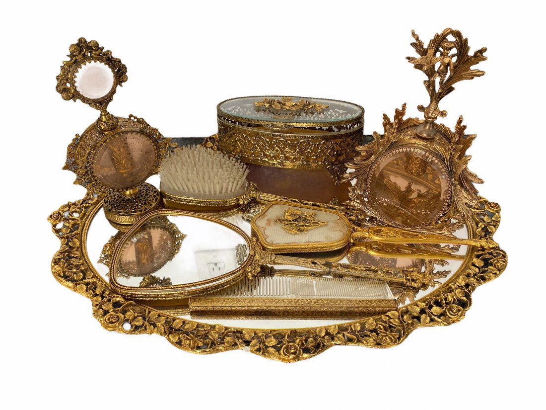 Vintage / Antique Gold Boudoir Vanity Accessories (1 of 1)