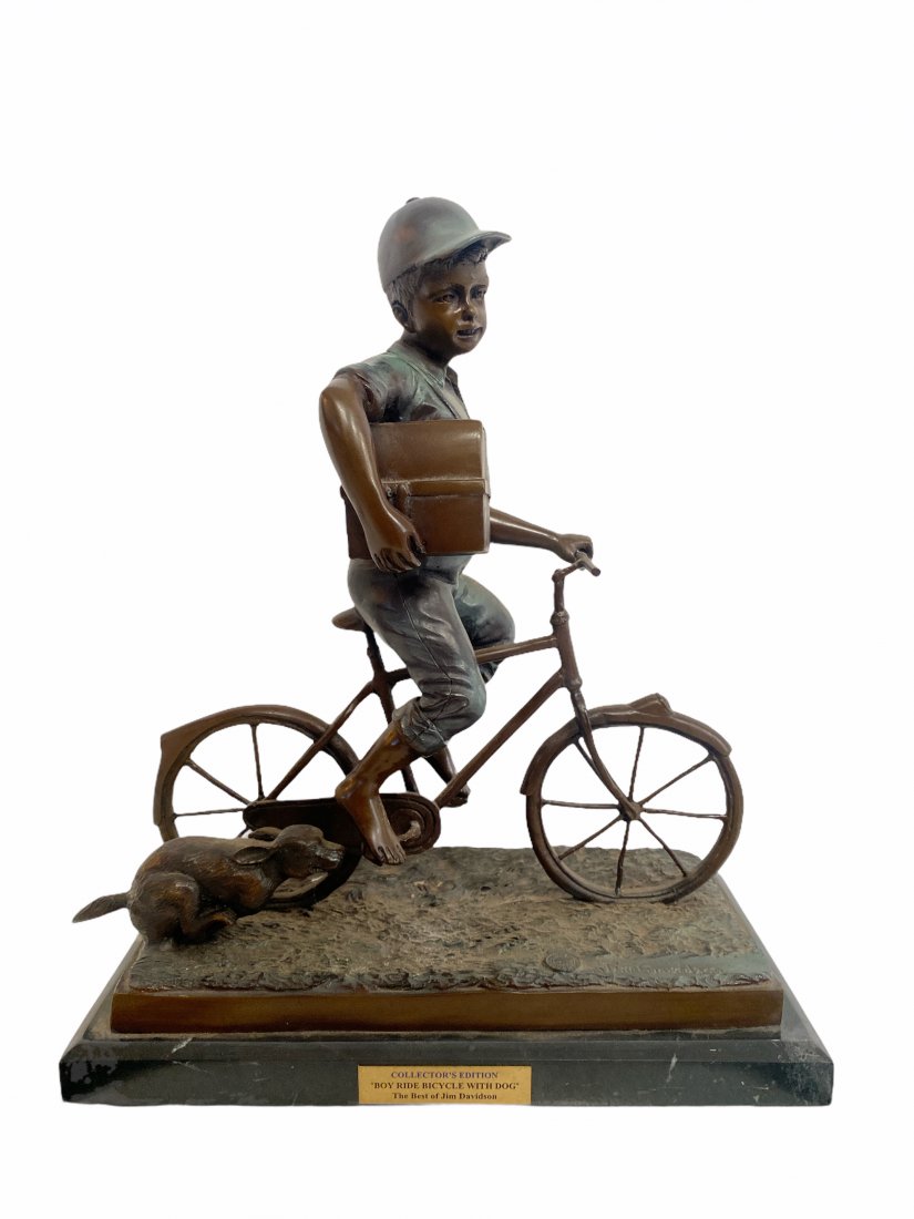 Bronze “Boy Ride Bicycle with Dog“ by Jim Davidson (1 of 4)