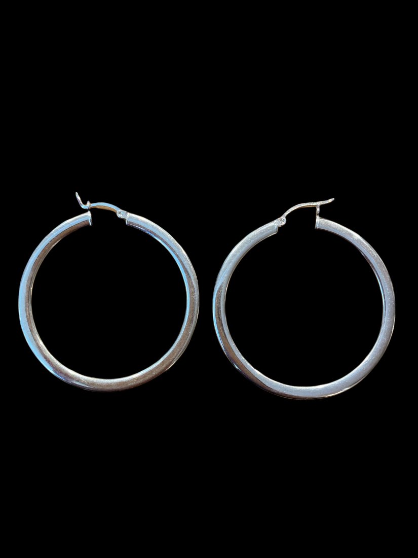 Sterling Silver - Large Flat Hoop Earrings (1 of 1)