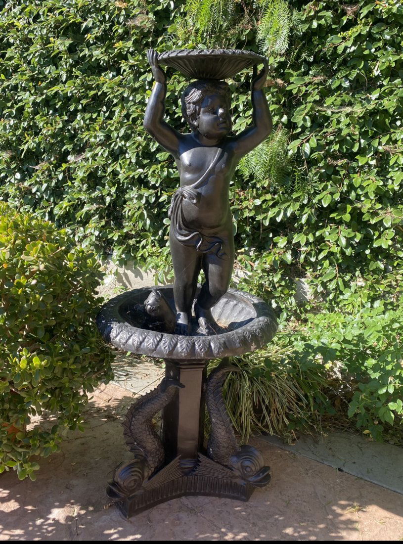 GRECO ROMAN VINTAGE PUTTO AND FISH FOUNTAIN (1 of 4)