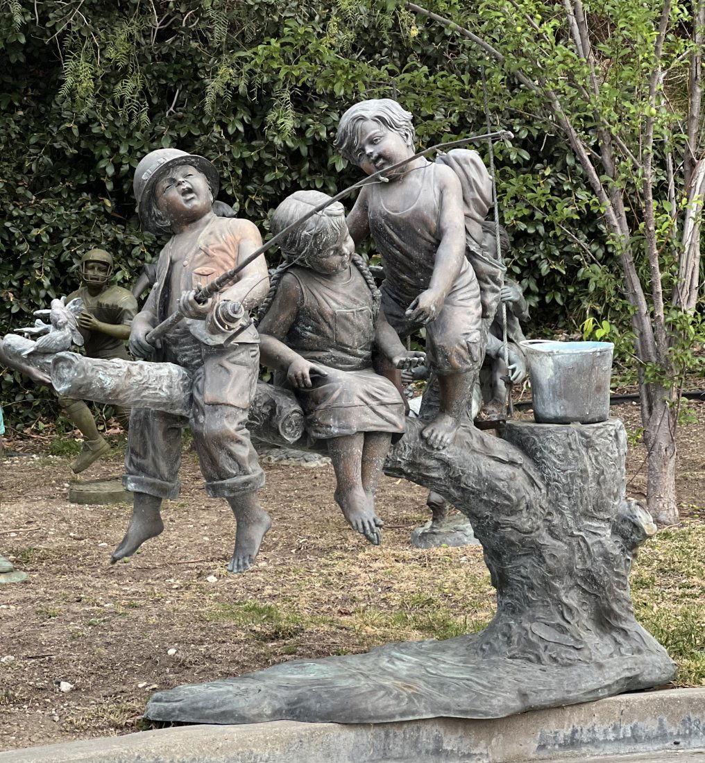 Life Size Bronze  Children Fishing- Sculptural Fountain (1 of 5)