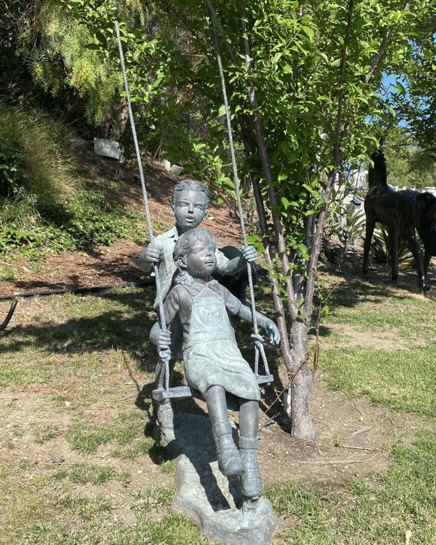 Life Size  Swinging Children Bronze Statue (1 of 3)