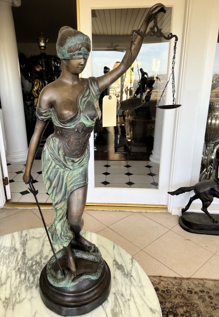 Large Bronze Blind Justice Lady Sculpture (1 of 4)
