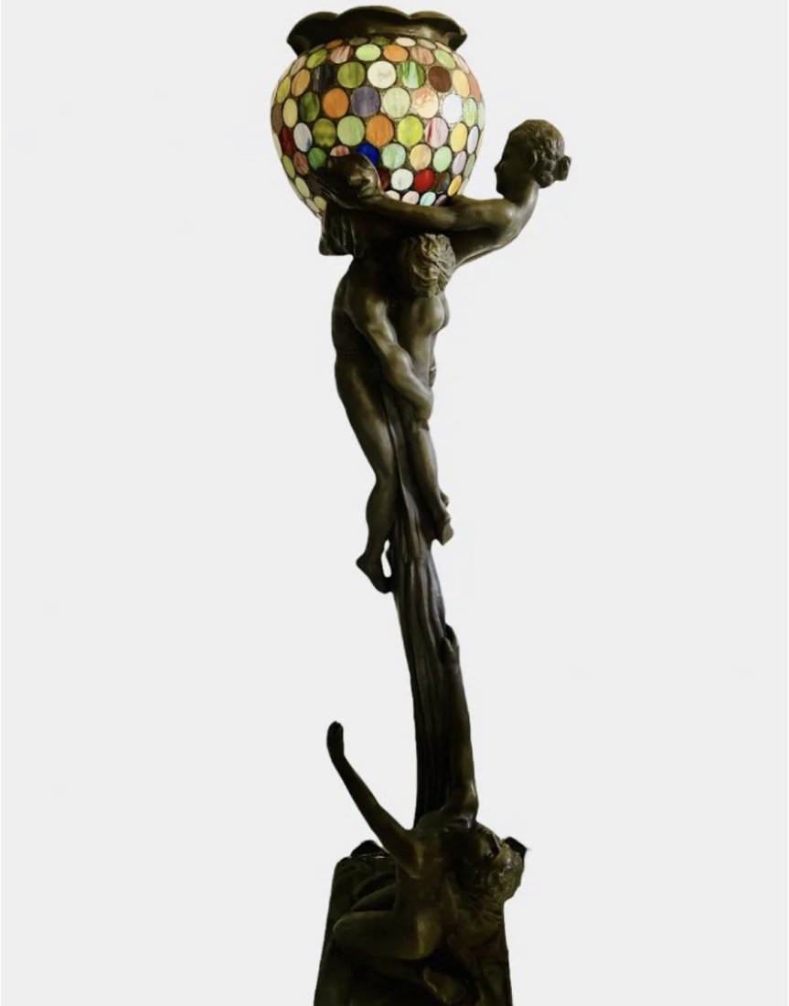 Bronze Floor Lamp -Art Nouveau Sculpture After Gustav Gurschner (1 of 6)