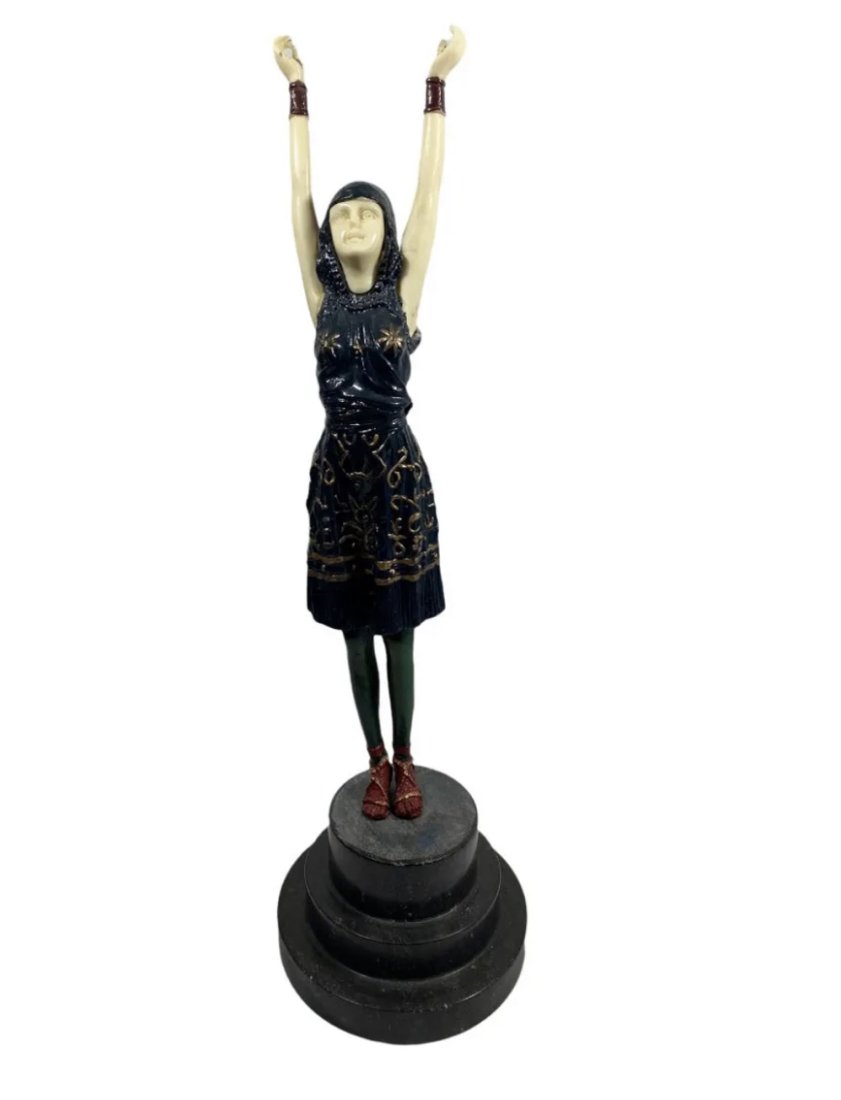 Art Deco Lady Bronze Sculpture After Demetre Chiparus (1 of 3)