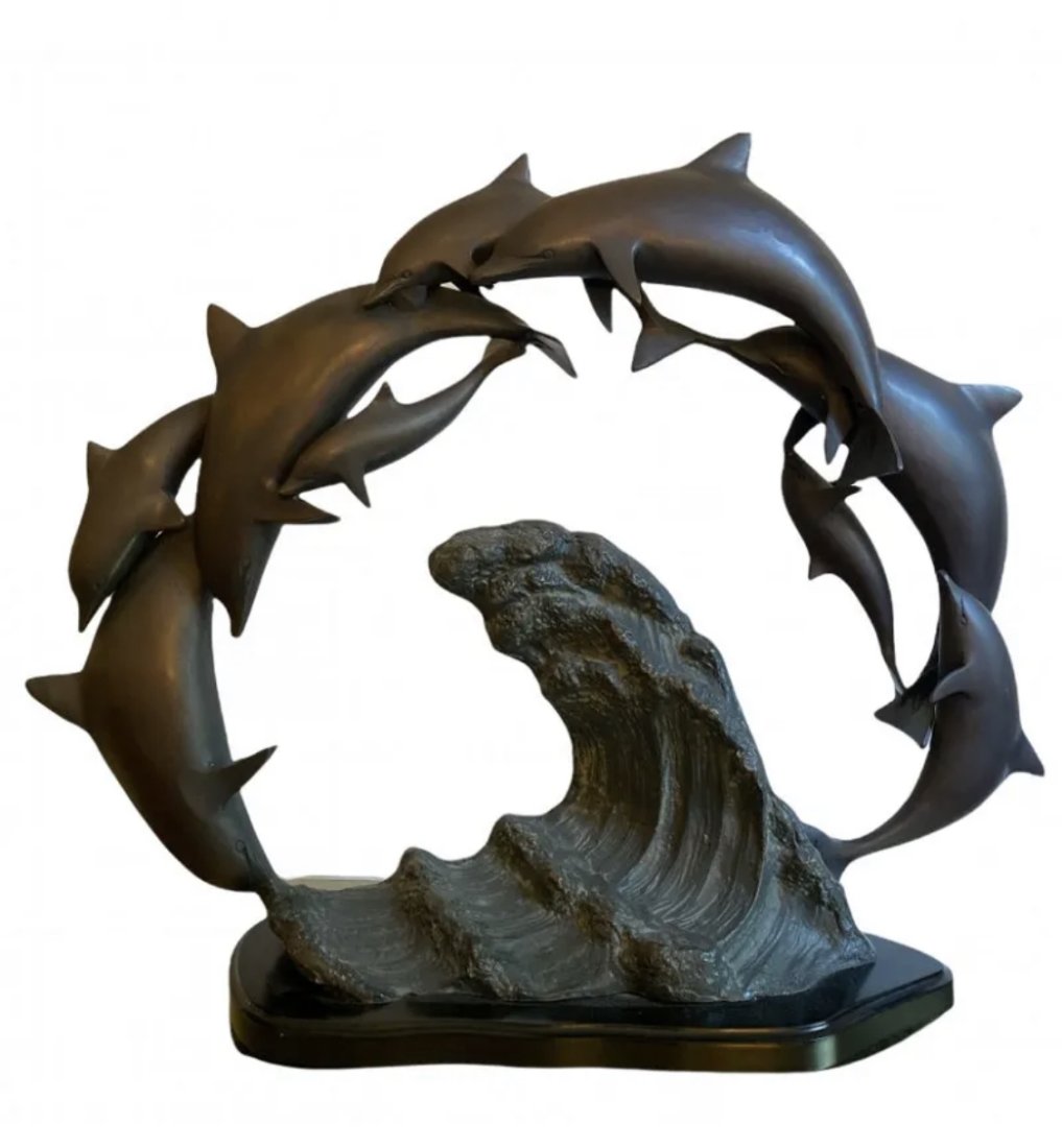 Large Bronze Dolphins Sculpture (1 of 2)
