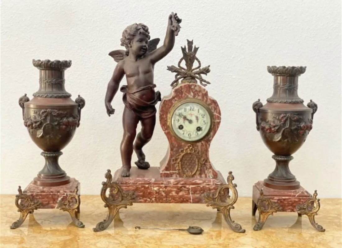 18th Century Cherub Clock Set (1 of 5)