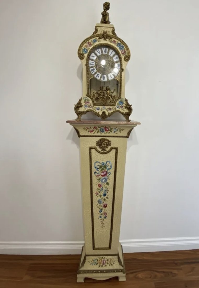 Italian Tiffany Style Clock and Pedestal (1 of 4)