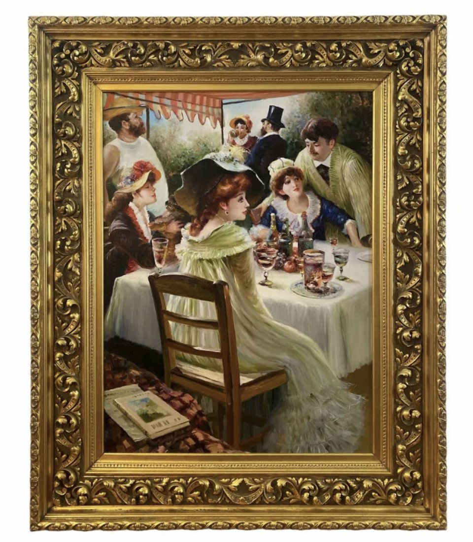 Huge Oil Painting on Canvas-Luncheon of the Boating (1 of 4)