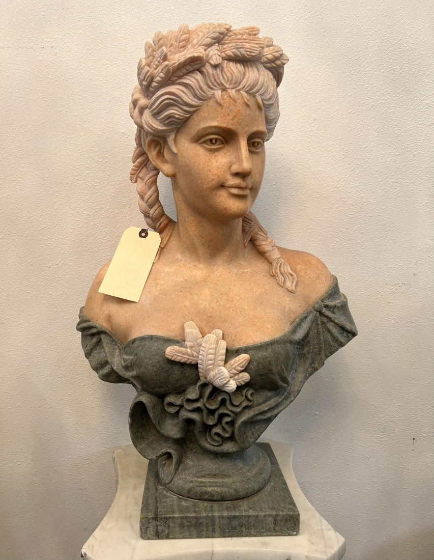 French Lady Marble Bust Sculpture (1 of 3)