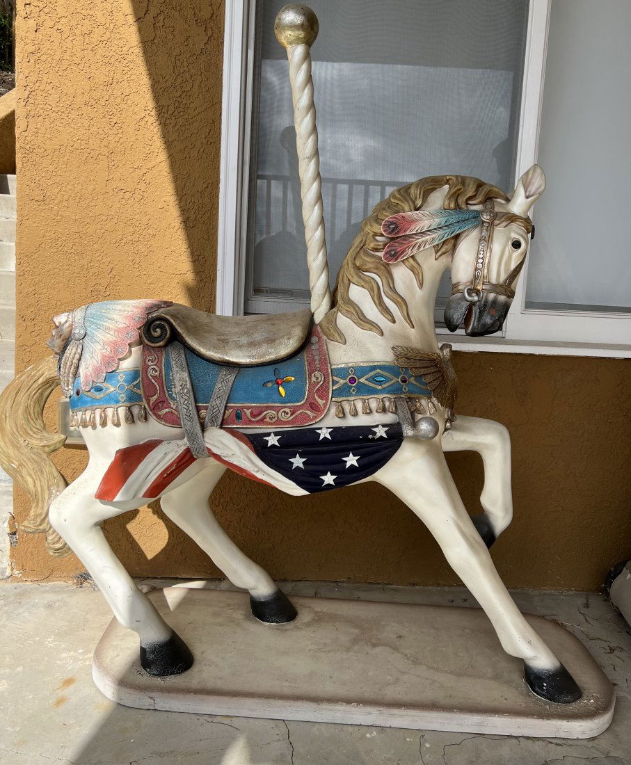 Vintage Patriotic - American Indian Carousel Horse (1 of 4)
