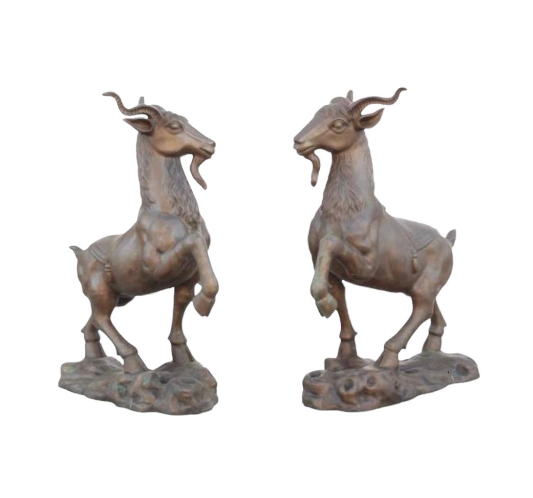 Pair of Bronze Goats Sculptures (1 of 2)