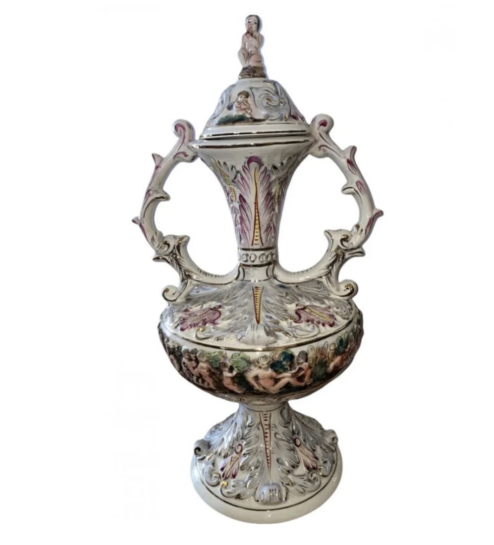 LargeCapodimonte Italian Porcelain  Vase (1 of 4)