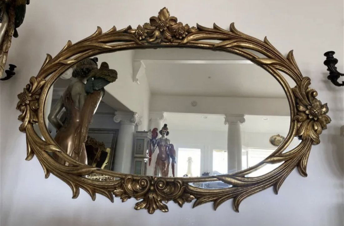Gold Leaf Oval Ornate Mirror (1 of 4)