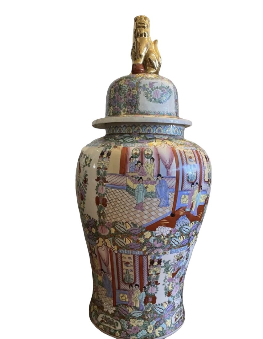 Chinese Temple Jar Gold Foo Dog (1 of 1)