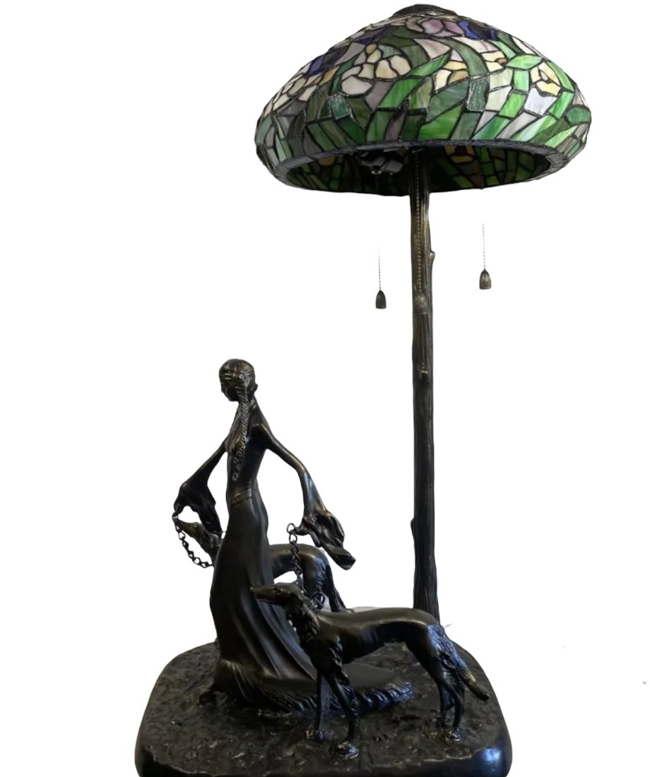 Art Deco Tiffany Style Bronze Lamp (1 of 3)