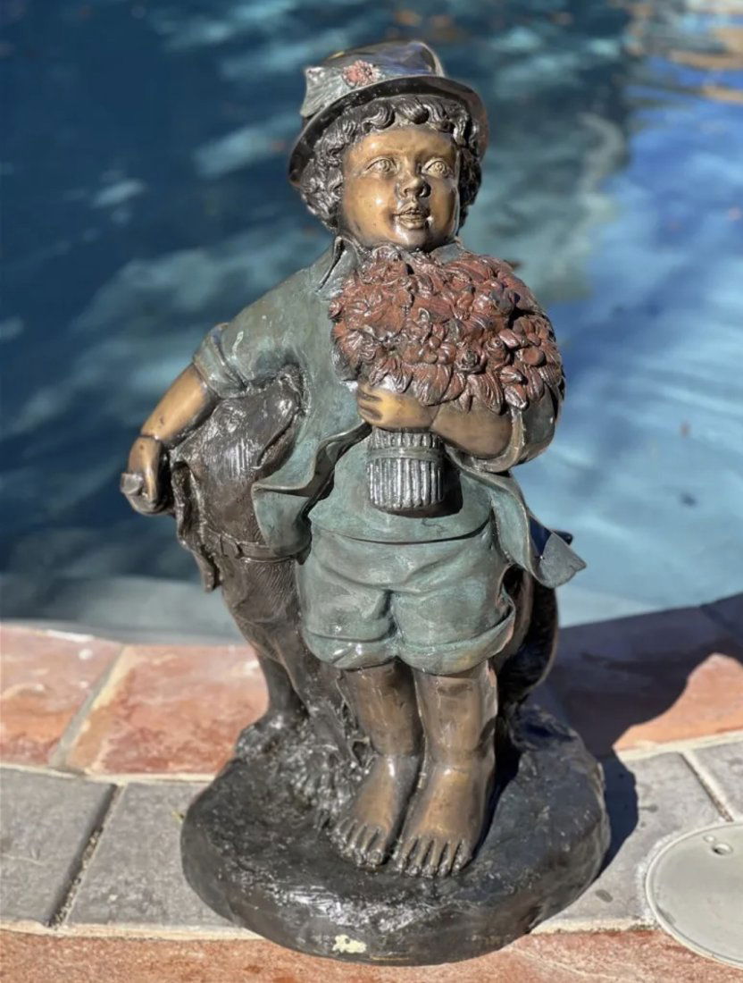 Life Size Bronze boy and Dog Sculpture (1 of 4)