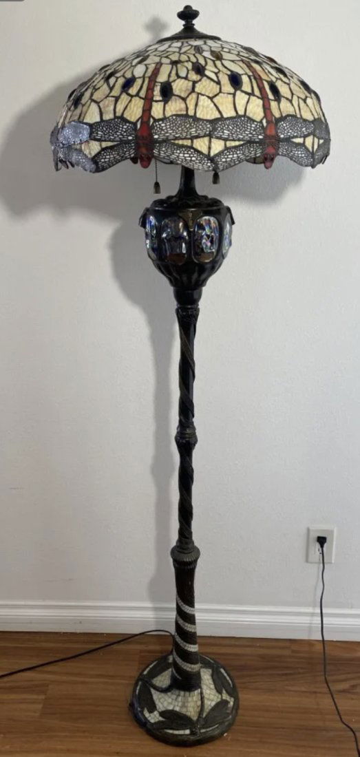 Dragonfly Tiffany Style Metal Lamp (1 of 7)