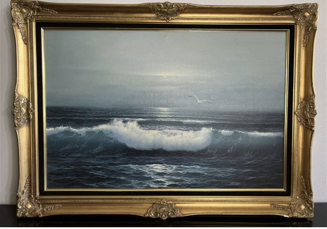 Ocean Scene Oil On Canvas Painting  -Signed (1 of 7)
