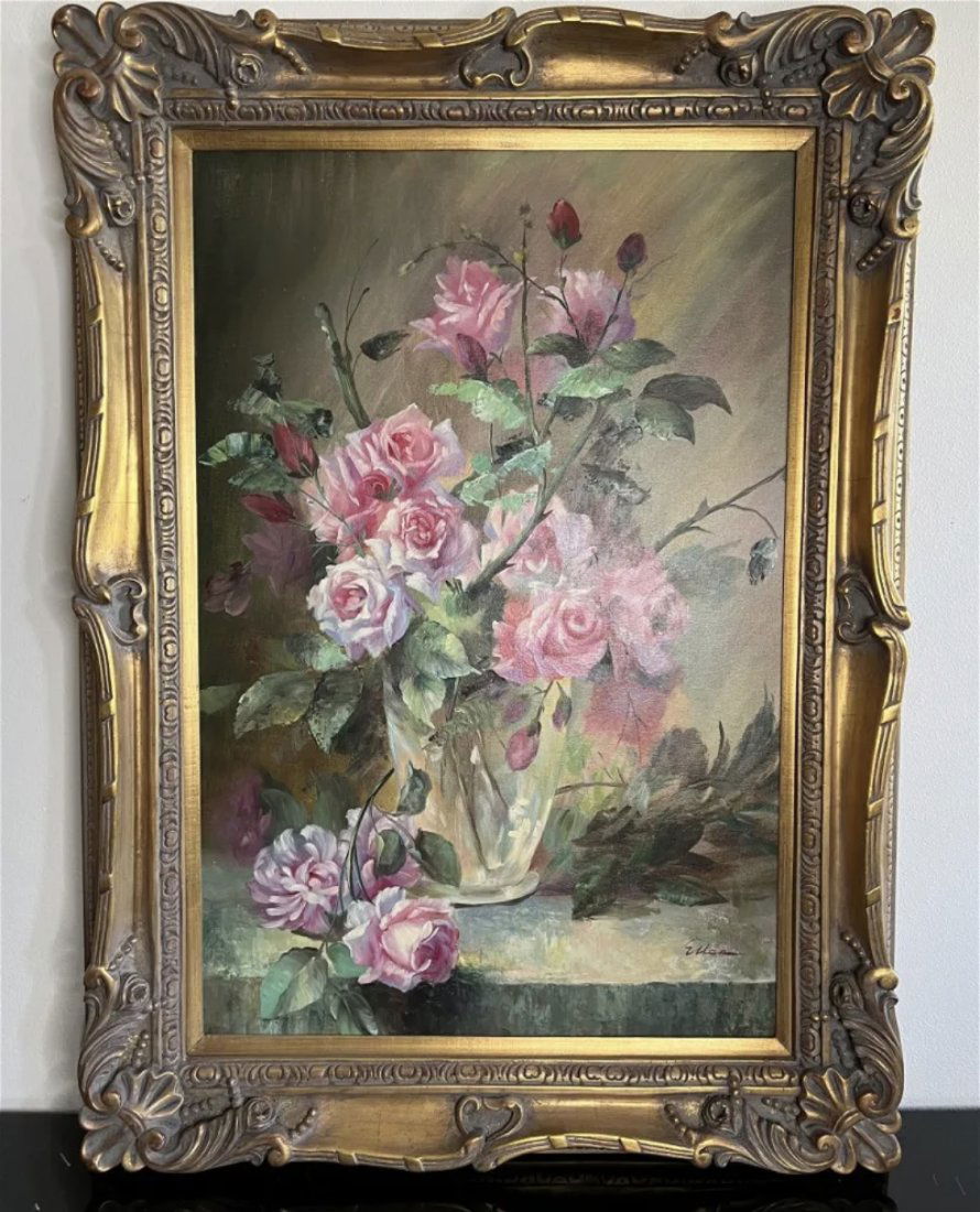 Flower Oil On Canvas Painting (1 of 5)