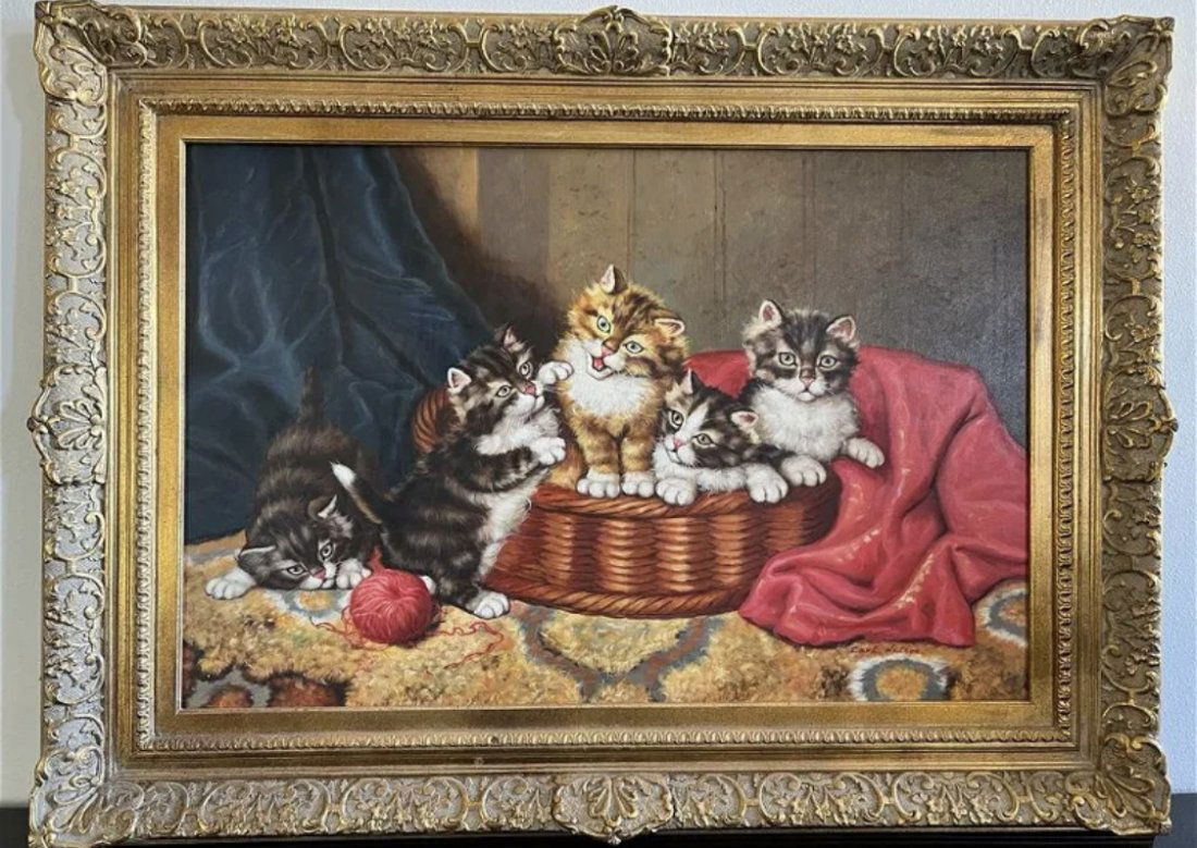 Large Cat Family Oil On Canvas (1 of 4)