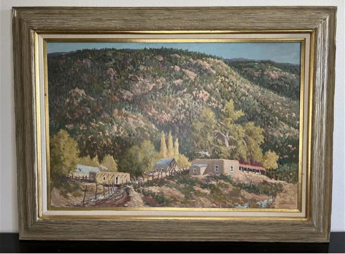 Original Oil Landscape Adobe Houses Painting by Ralph Leyba 1986 (1 of 5)