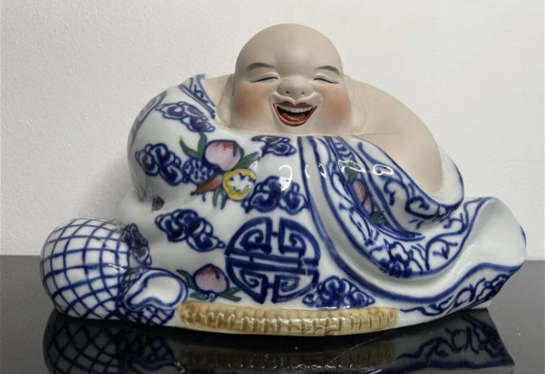Buddha Asian - Chinese Blue White Porcelain Figurine (1 of 3)