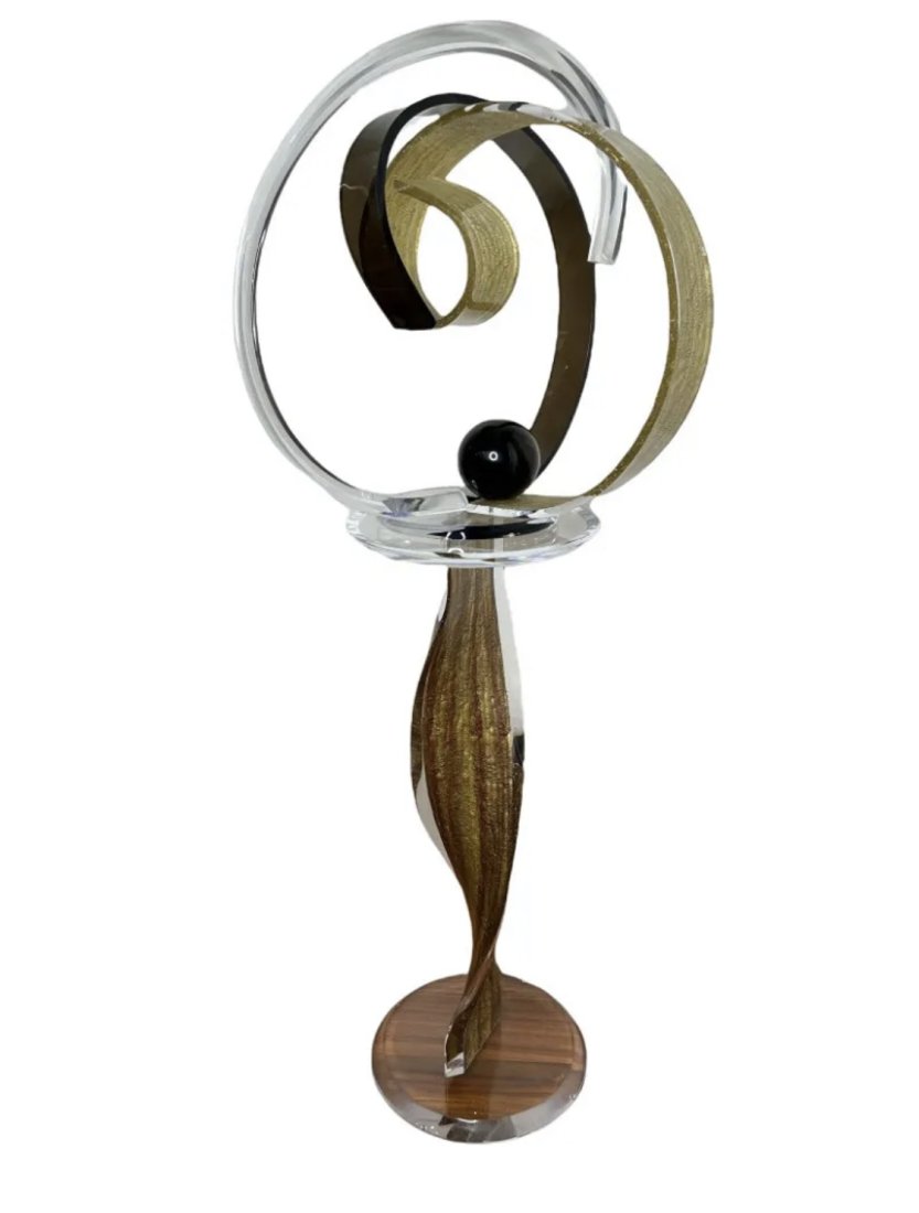 Large Modern Art Acrylic Sculpture and Pedestal Signed and Dated (1 of 3)