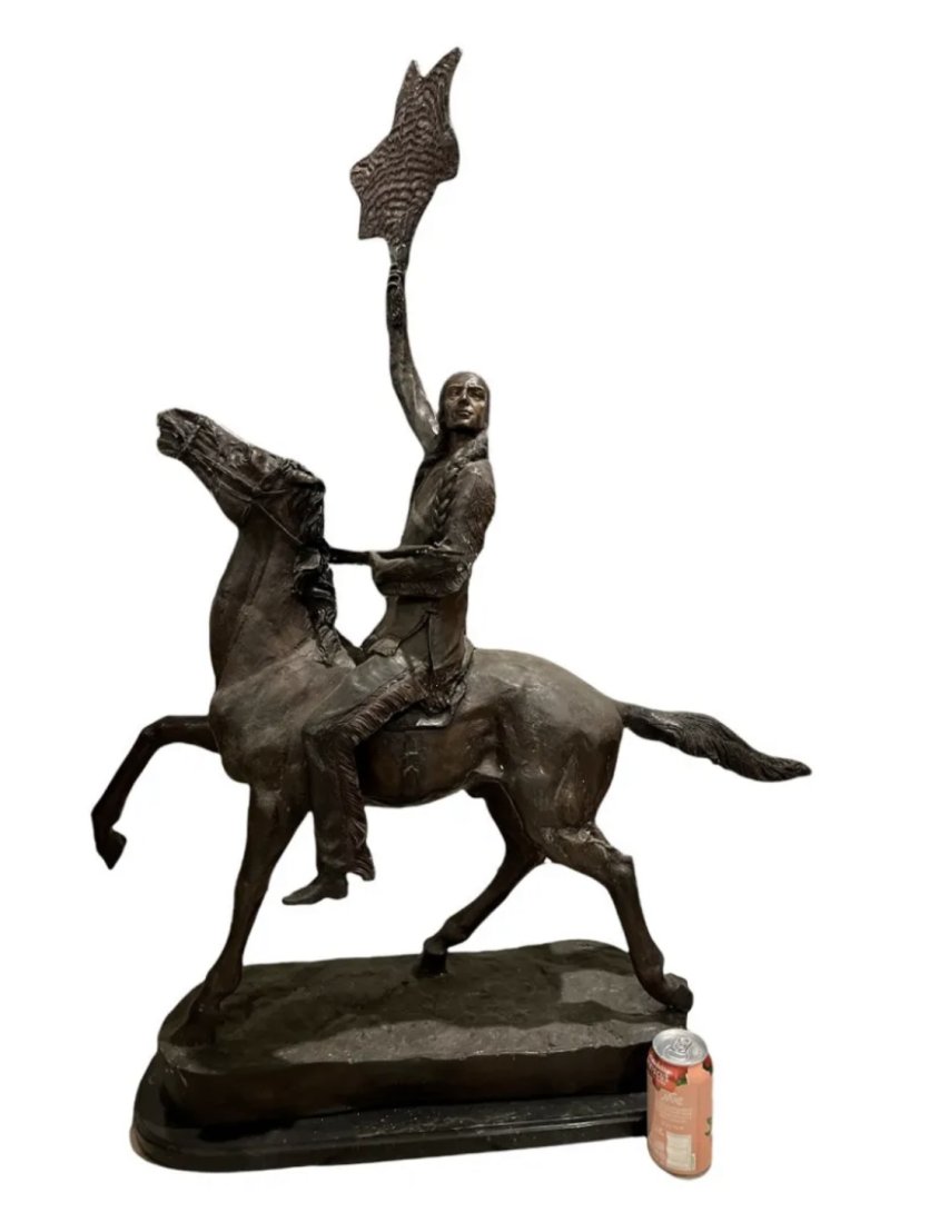 Huge Buffalo Signal After Frederic Remington Bronze Sculpture (1 of 4)