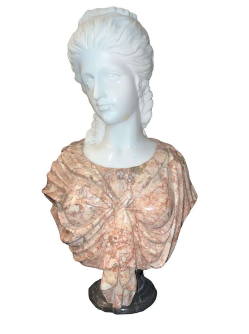 Marble Female Roman Bust Sculpture (1 of 2)
