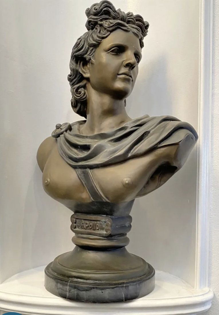 Large Apollo Bronze Bust Sculpture (1 of 4)