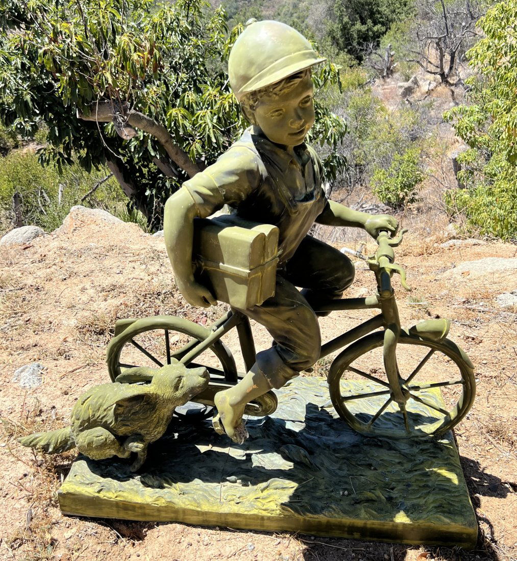 Life Size Bronze Bike Boy Sculpture (1 of 5)