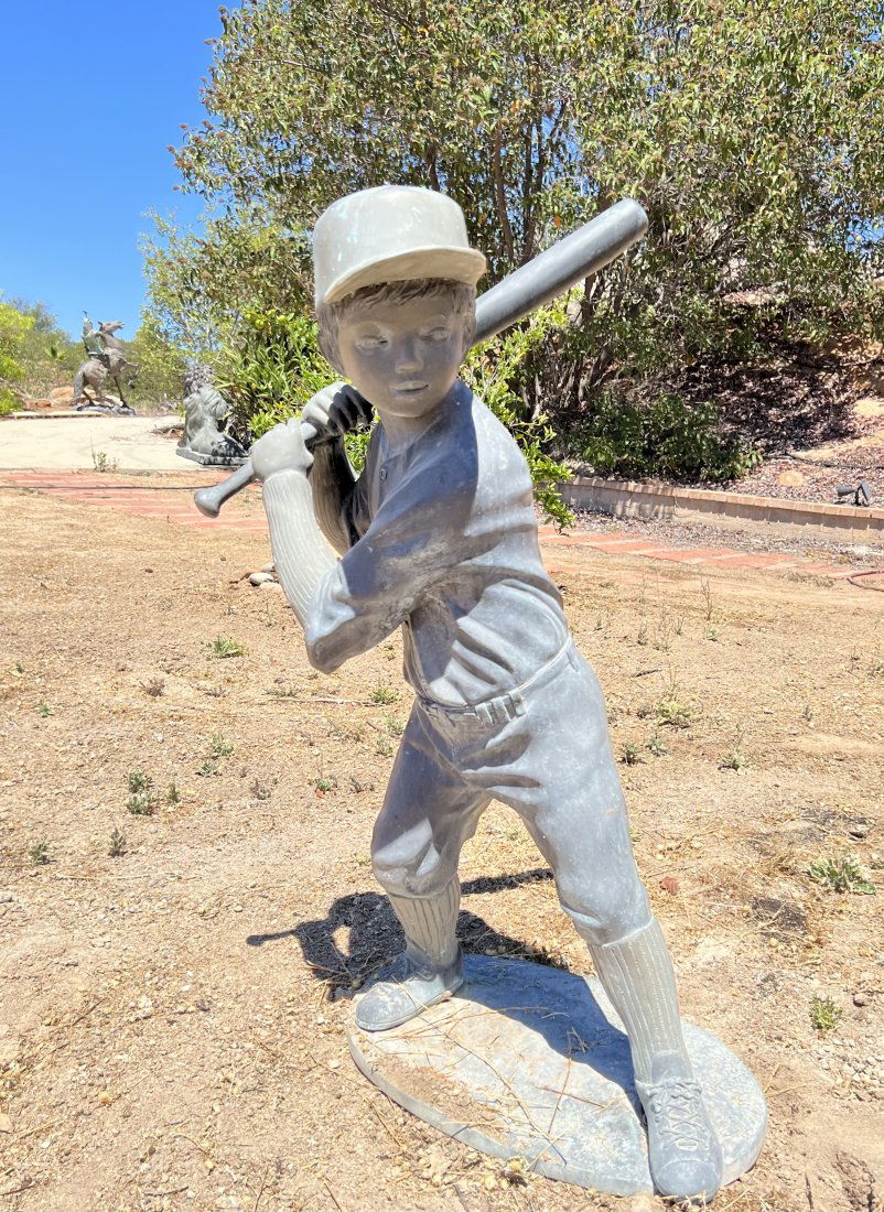 Life Size Boy Playing Baseball Bronze Sculpture (1 of 4)