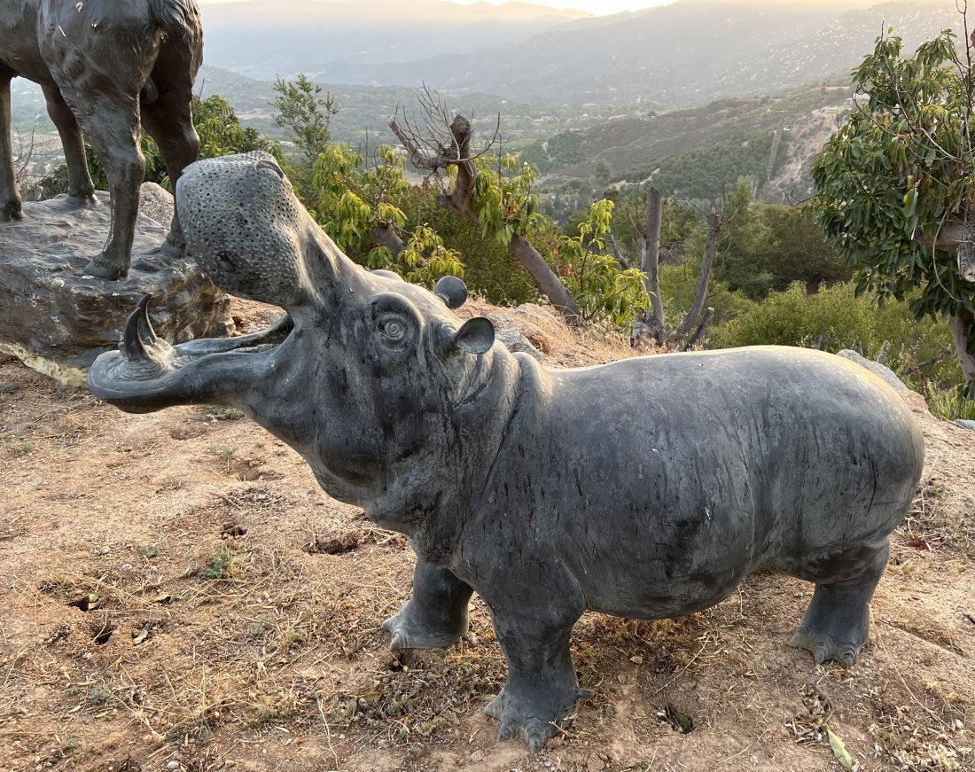 Life Size Hippo Bronze Lady Sculpture Fountain (1 of 4)