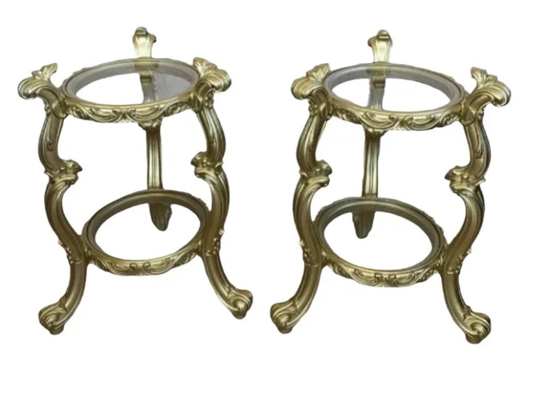 Italian Rococo Wooden and Glass Top Side Tables (1 of 1)