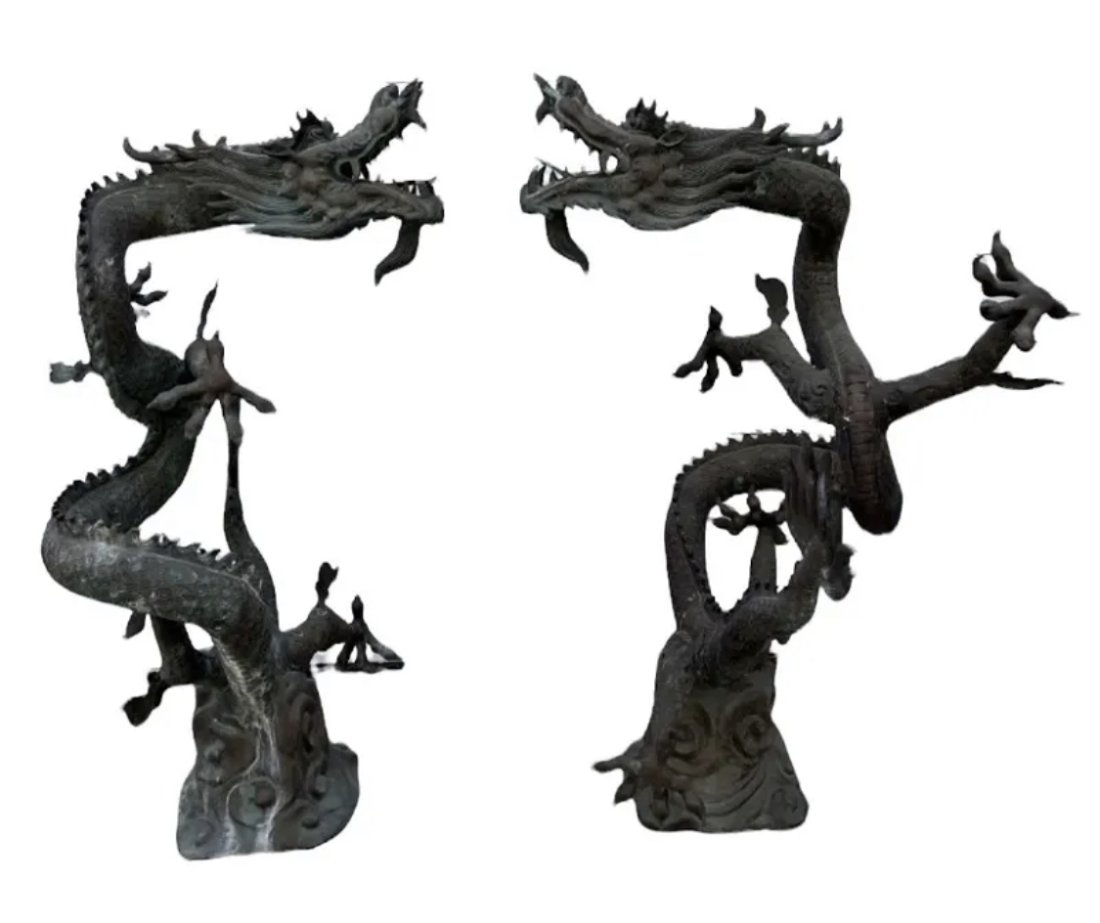 Huge Pair of Bronze Dragons Sculptures (1 of 3)