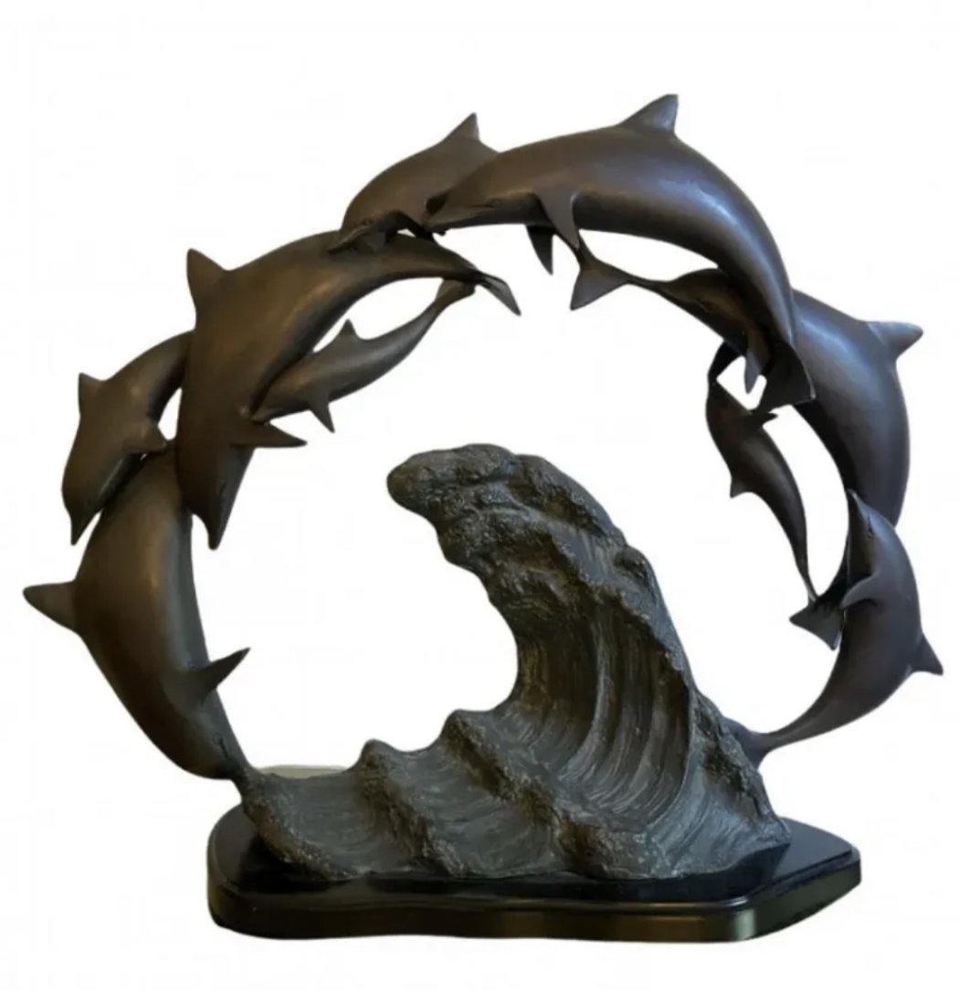 Large Bronze Dolphins Sculpture (1 of 2)