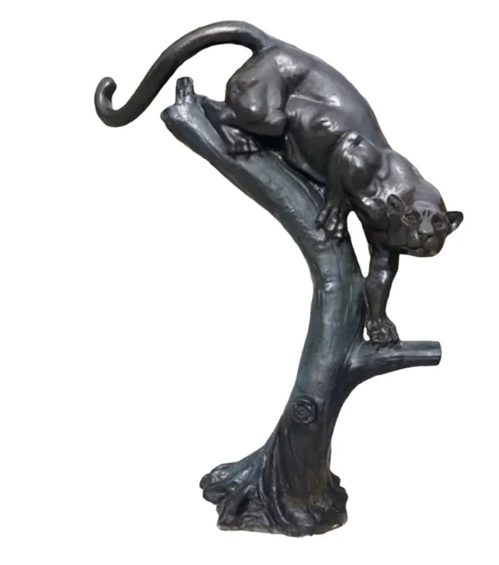 Huge Life Size Cougar on Tree Bronze Sculpture (1 of 3)