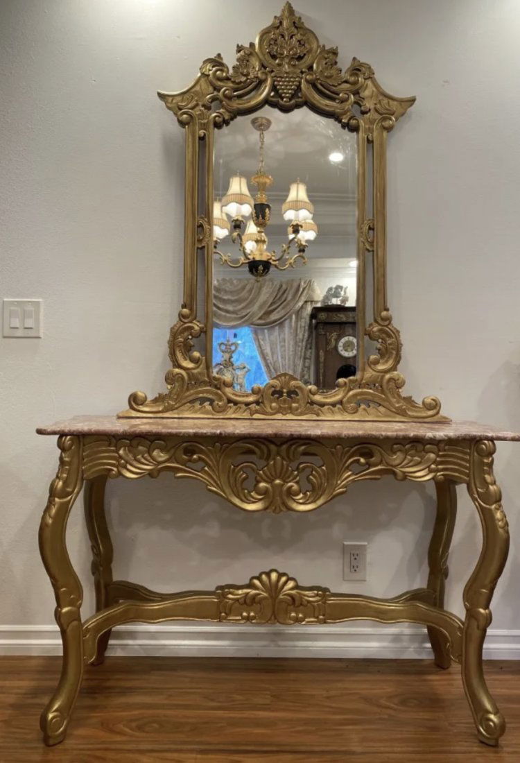 Italian Ornate Style Entry Table and Mirror (1 of 4)