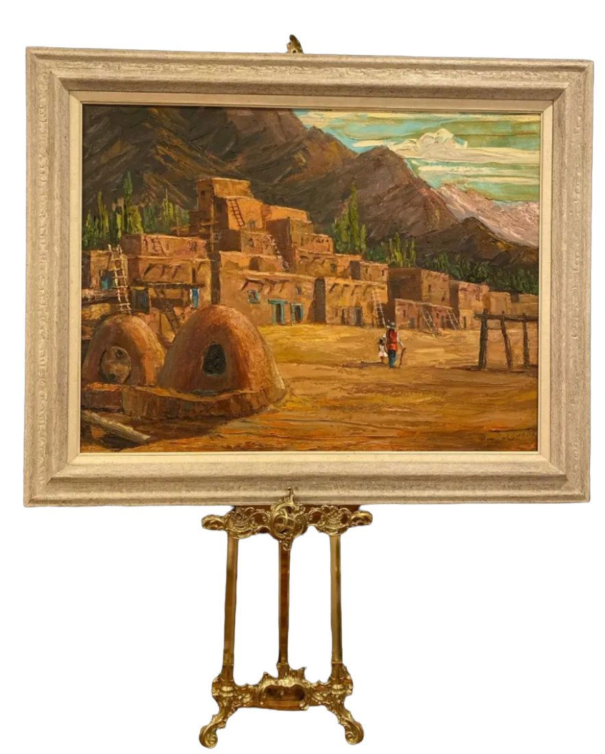 Native American Adobe Houses Oil Painting by E Zepeda (1 of 6)
