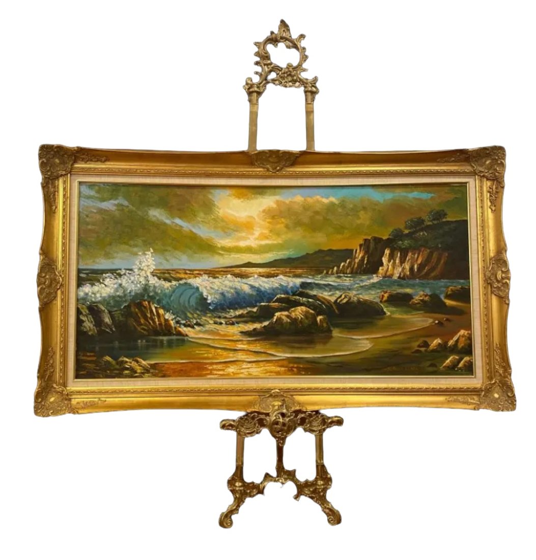 Large Ocean Scene Oil on Canvas Hand Painting Signed (1 of 5)