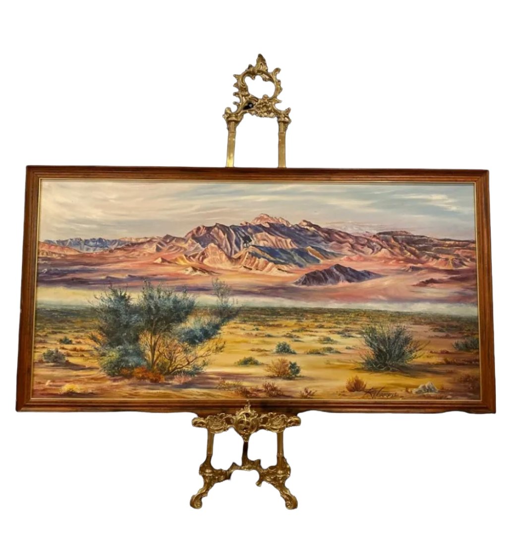 1966 Large Mountain Scene Oil on Canvas Hand Painting Signed (1 of 5)