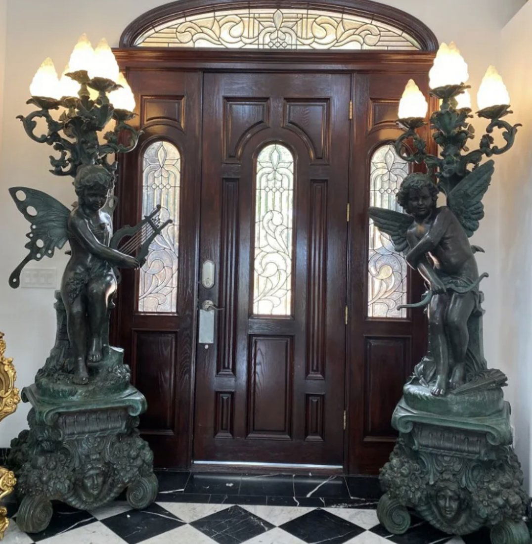 Pair of Monumental Bronze Fairy and Cherub Floor Lamp (1 of 7)